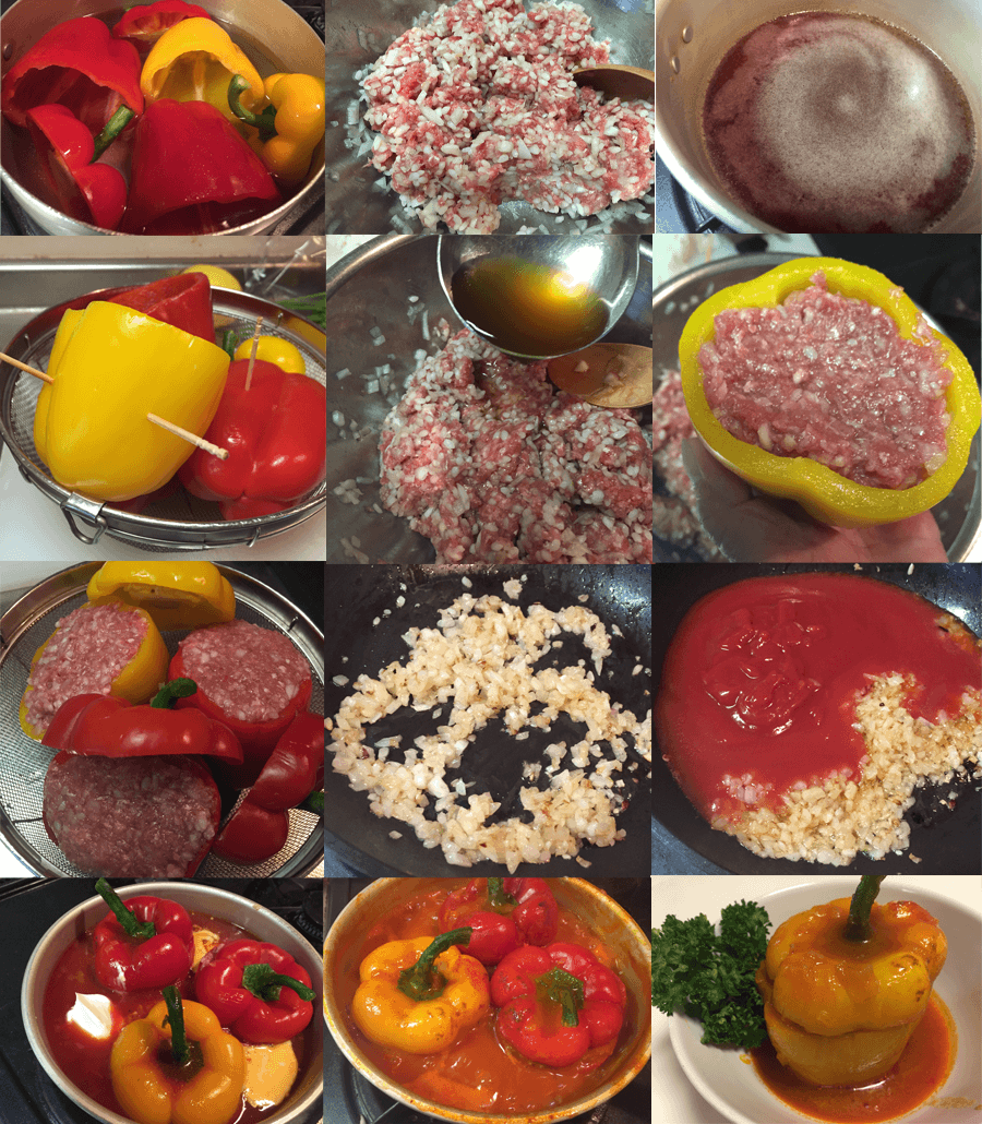 パプリカの肉詰め料理のレシピ作り方