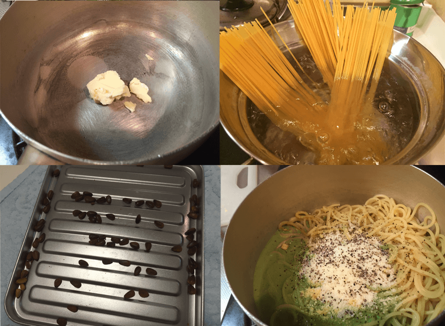 スパゲッティバジルペースト和えのレシピ作り方